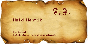 Held Henrik névjegykártya